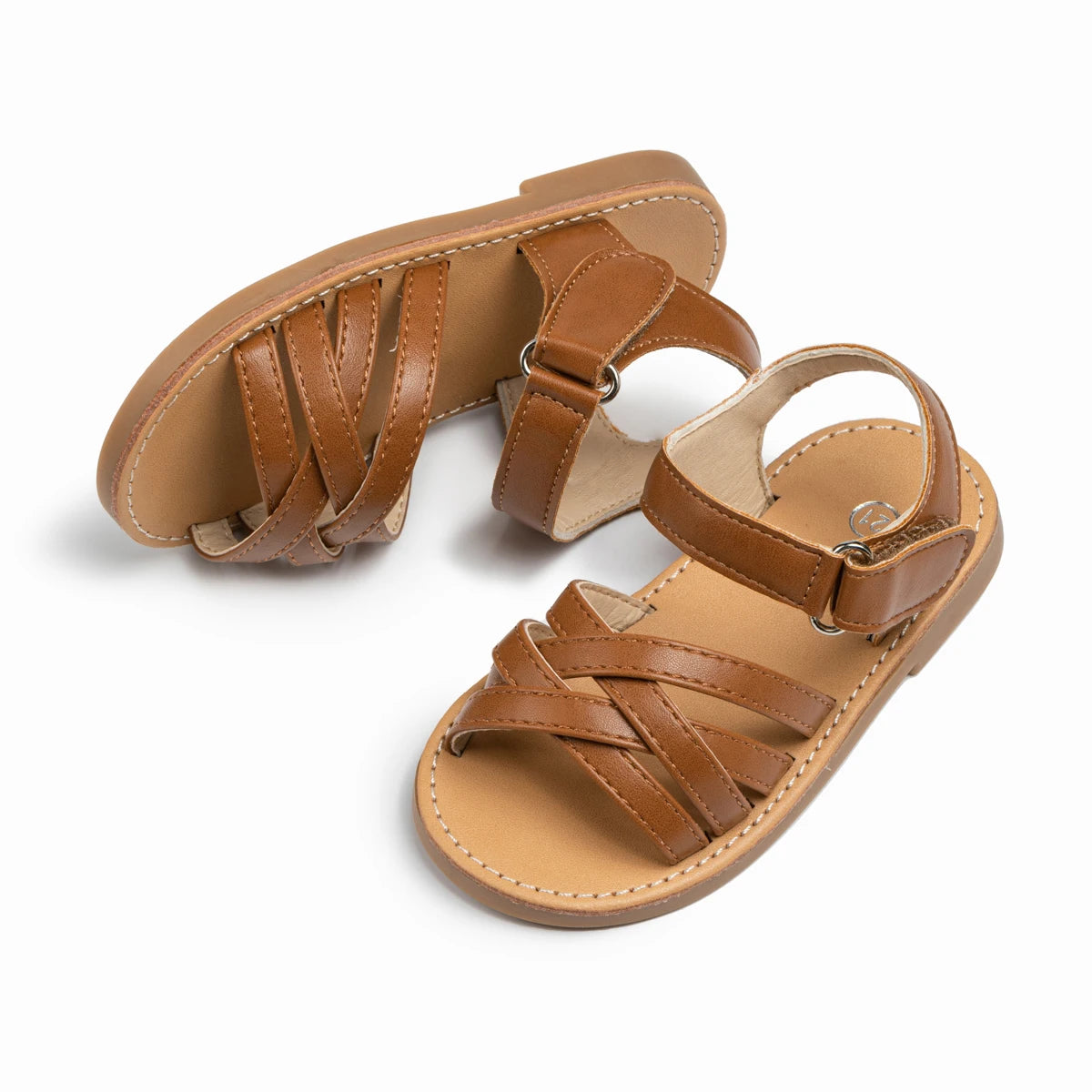 Girls Summer Sandals Kids Cross Strap Open Toe Shoes Toddler Non-slip Rubber Sole Casual Beach Princess Sandals