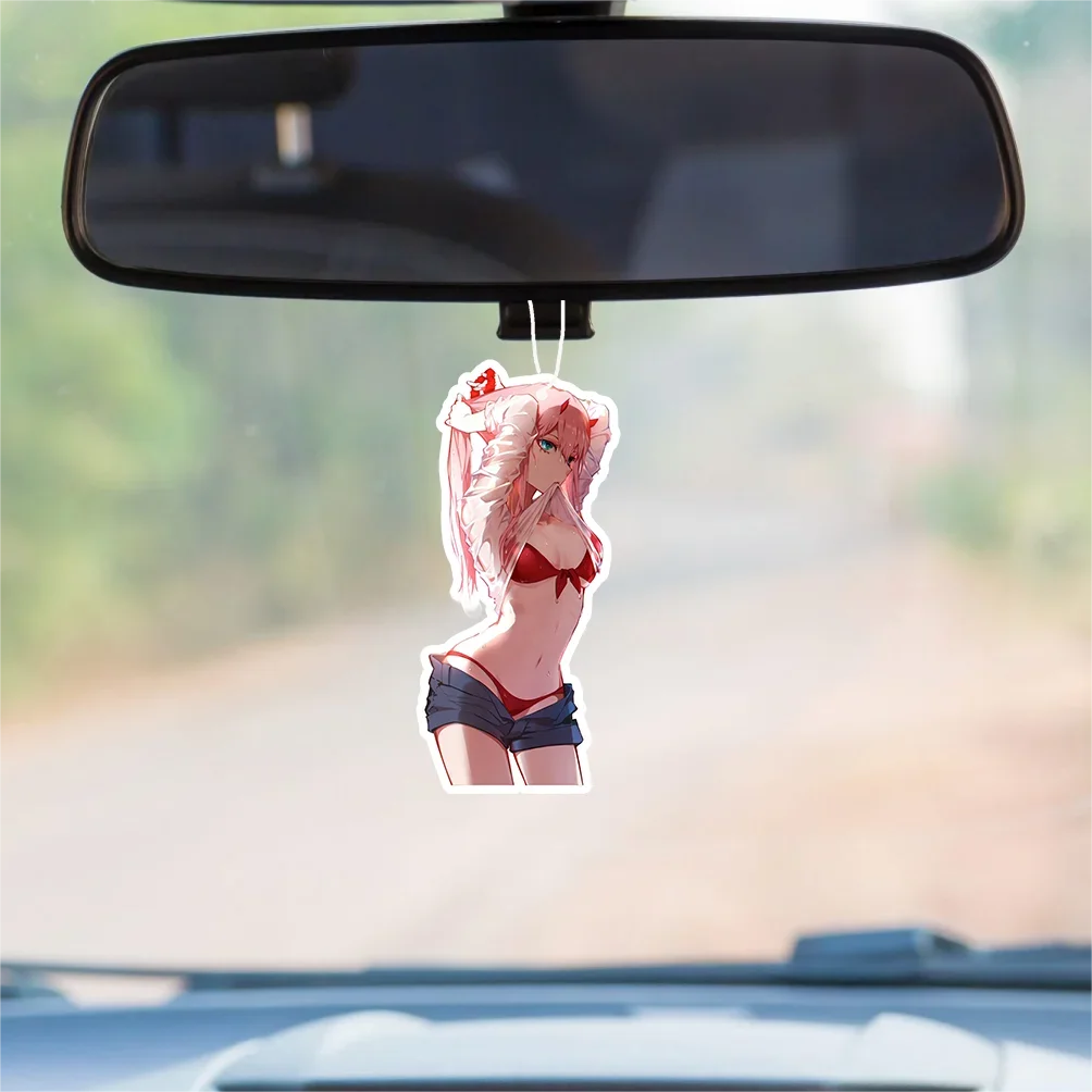 1PC Shaped JDM Sexy Female Aromatherapy Tablets Car Air Freshener, Hanging Air Freshener Perfume Scented Rearview Mirror Pendant