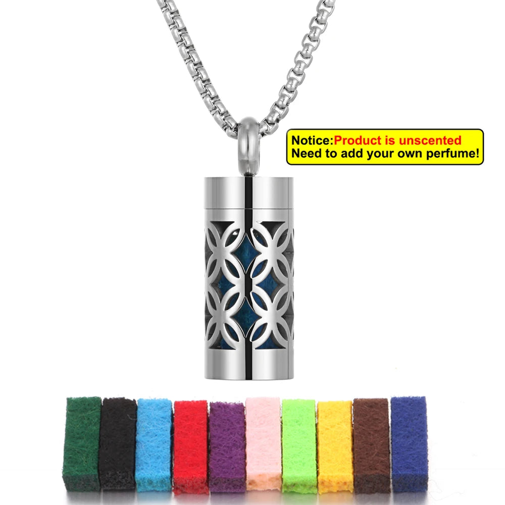 New Stainless Steel Aromatherapy Hollow Out Pendant Angel Wings Pattern Perfume Lockets Essential Oil Diffuser Necklace Jewelry