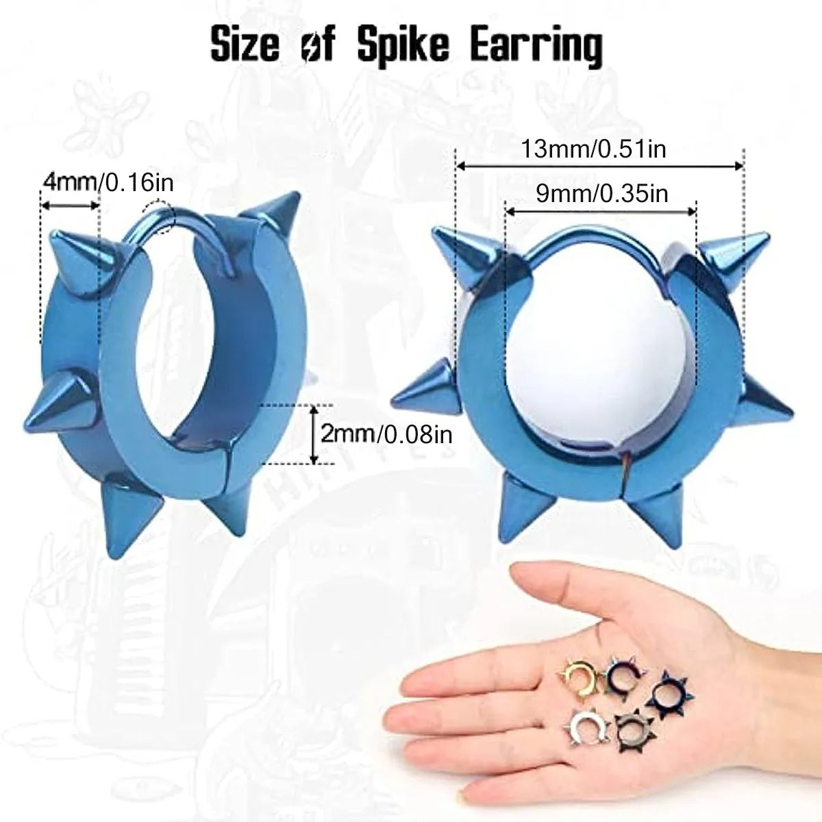 Clearance_1 Pairs Stainless Steel Hinged Hoop Earrings For Men, Punk Spike Earrings_Continuous updates