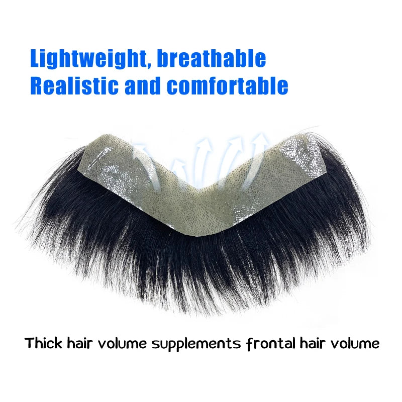 100% Human Hair Men PU V Loop Front Toupee Carefully Prune Natural Hairline Wigs Remy Hair Replacement Straight Hairpiece