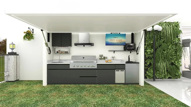 Custom Outdoor Kitchen for Sale BBQ Grill Camping BBQ Kitchen Outdoor Set Outdoor Kitchen Cabinets Island Modern Grey Kitchen
