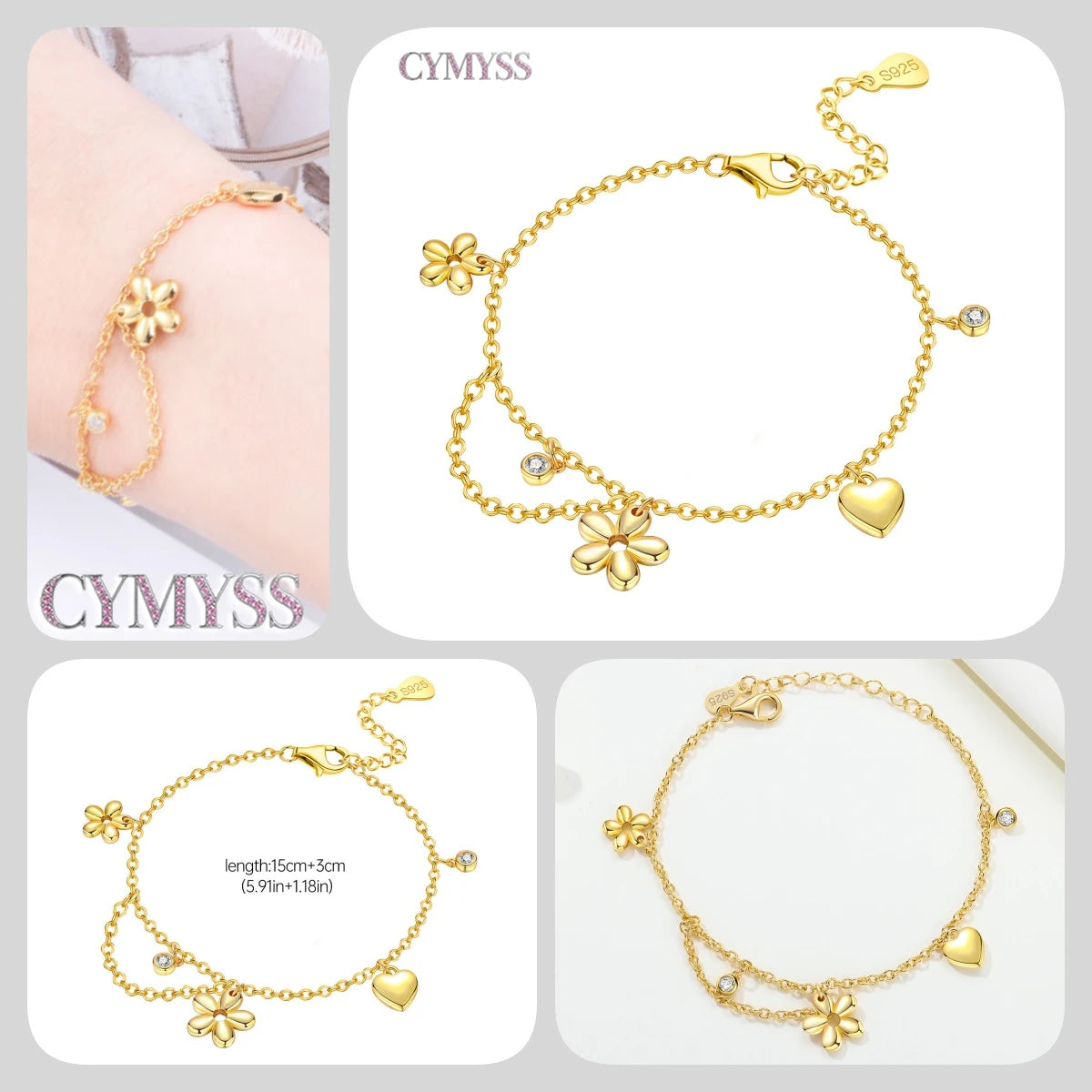 Original 925 Sterling Silver Zirconia Tennis Chain Bracelet for Women Adjustable Gold Color Hot Sale Ideal Birthday Party Gifts