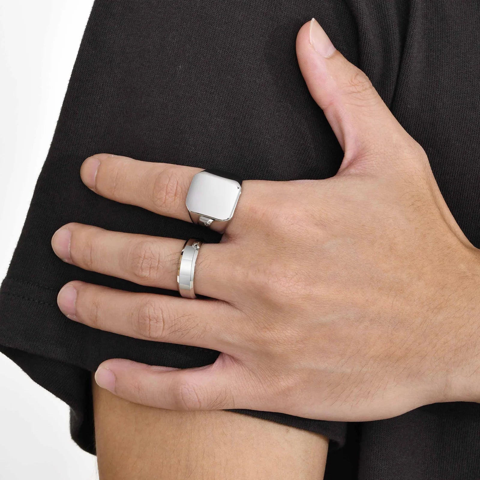 Vnox Gold Color Rings for Men Women, Simple Glossy Stainless Steel Wedding Bands, Signet Stacking Finger Ring Jewelry Gift