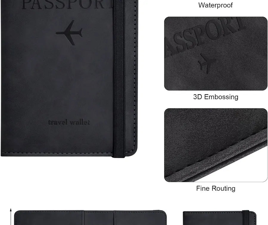 Passport Holder Wallet Cover Travel Essentials RFID Blocking Leather Card Case International Travel Accessories for Women/Men