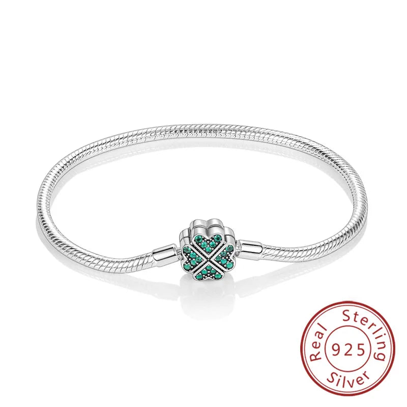 Bracelet Original 925 Sterling Silver Charm Bracelet 17-20CM Love Heart Pave Zirconia Bracelet for Women DIY Charm Jewelry Gifts