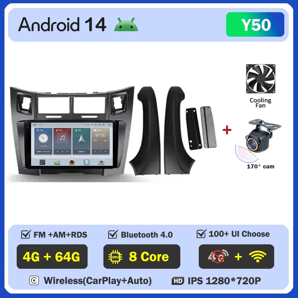 Car Radio Android 16 For Toyota Yaris 2 XP90 2005 - 2012 Auto Multimedia Stereo Dash Cam Screen GPS Head Unit Navigation DVD BT