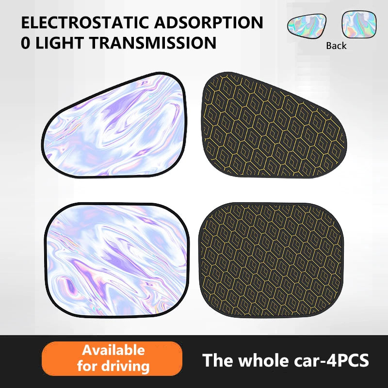 SEAMETAL Electrostatic Sun Visor for Car Side Window 4-Layer Sun Shade Curtains Anti-Glare UV-Blocker Auto Sun Protection Cover