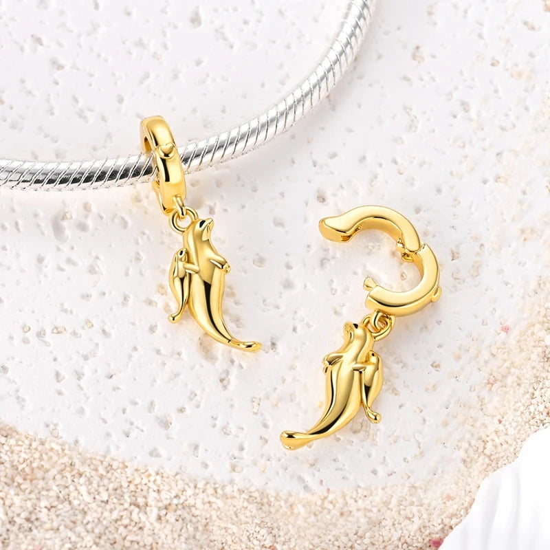 Hot Sales 925 Sterling Silver Golden Series Charms Beads Cross Devil's Eye Bow Charms Pendant Fit Original Bracelet DIY Jewelry