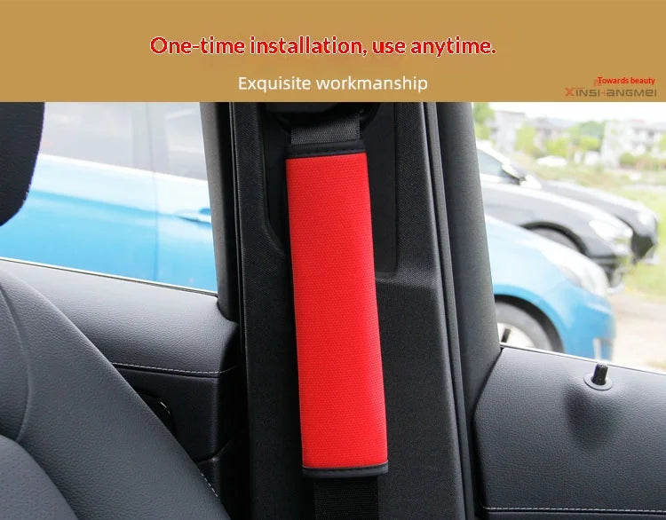 1PCS Car Seat Belt Protective Cover Anti-neck Strangling Skin-feel Leather Fine Hole Car Seat Belt Shoulder Guard Cover