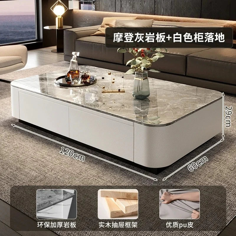 Luxury Marble Effect Coffee Tables Modern Design Square Storage Coffee Tables Minimalist Aesthetic Stolik Kawowy Home Furniture