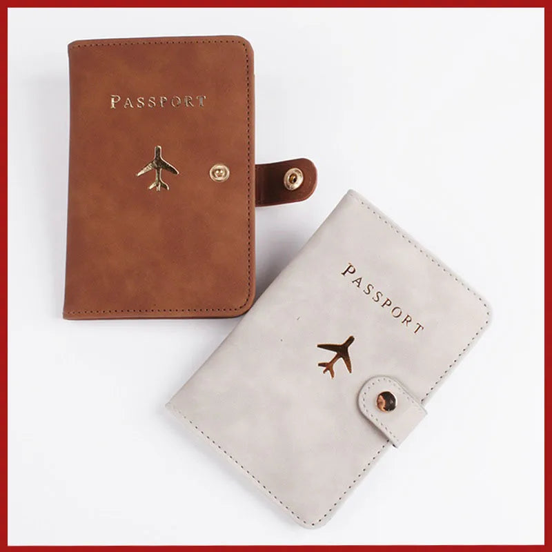 Leather Passport Holder Covers Case Waterproof Travel Credit Card Wallet Cute Passport Book for Women/Men Buckle Passport Cover