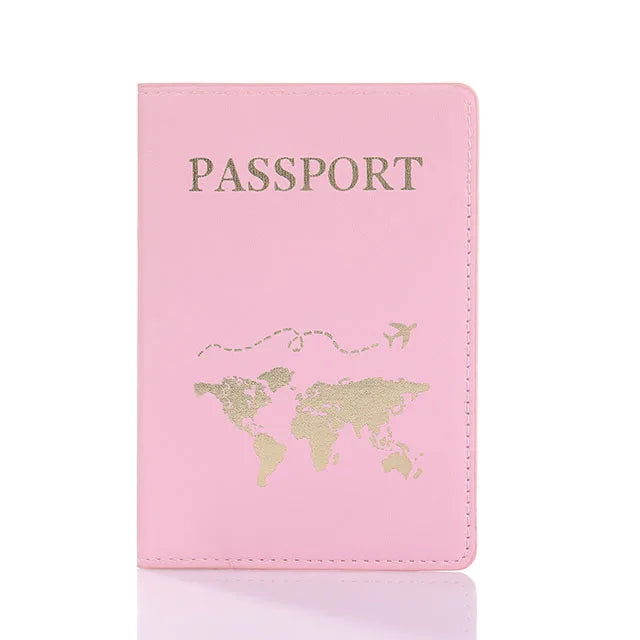 PU Leather Passport Cover For Men & Women World Map Travel Passport Case Organizer - Protective Card Holder ID Document Covers