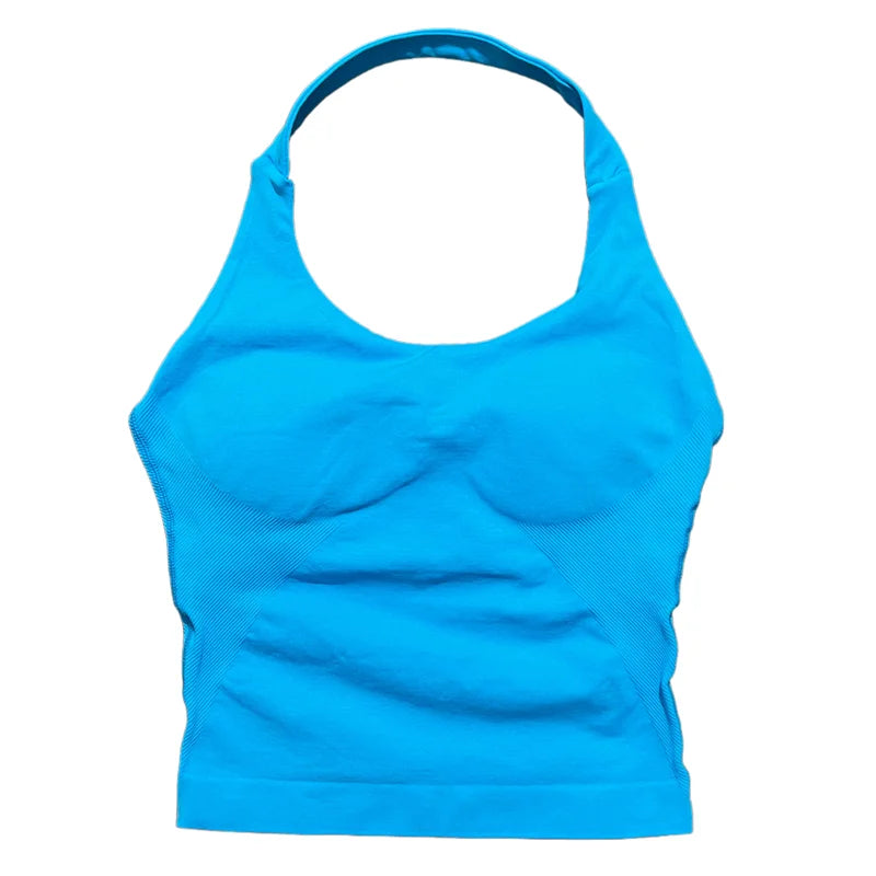 Women Sports Yoga Vest Running Gym Top Fitness Quick-Dry Workout Vest High Elastic Yoga Tank Top Gym Seamless Workout Sports Bra