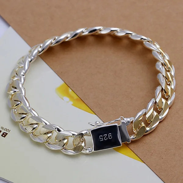 Fine Noble 925 Sterling Silver Solid Chain Bracelet For Women Men Charm Party Gift Wedding party Fashion Jewelry