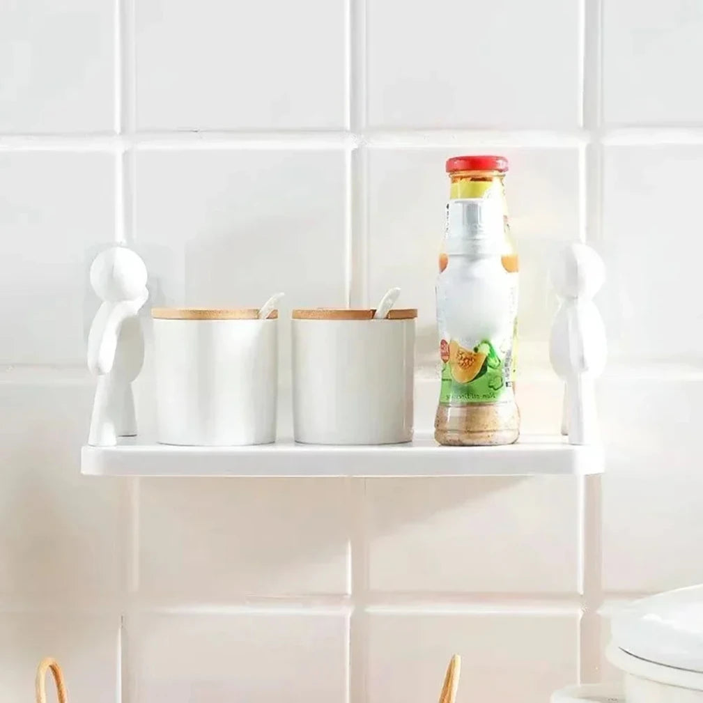 2025 Self-adhesive Bathroom Shampoo Storage Racks Plastic Shelf Storage Organization Shelves Support Holder