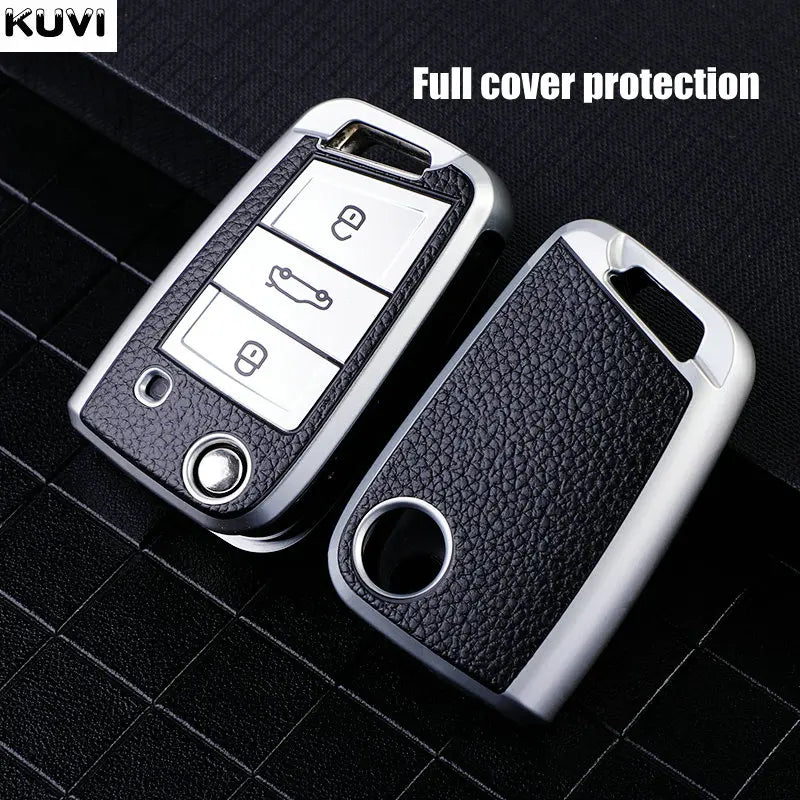 For Volkswagen VW Polo Golf7 MK7 Tiguan for Skoda Octavia Kodiaq Karoq for Seat Ateca Car Key Case Cover Bag Keychain Protector