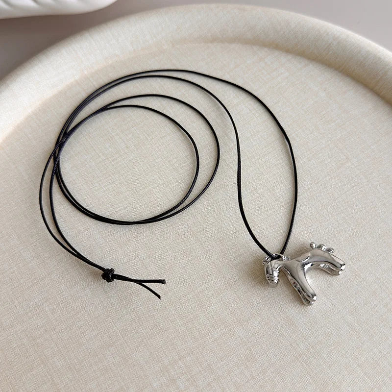 LATS Fashion Colorful Horse Pendant Long Necklace for Women Adjustable Sweater Chain Necklaces Jewelry Gifts Accessories