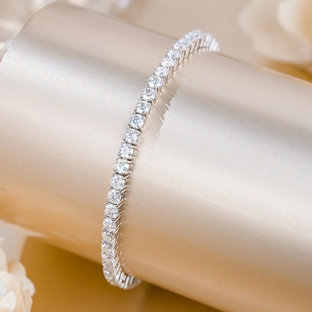 Fashion Simple 3-6.5mm D VVS1 Moissanite Tennis 925 Sterling Silver Single Row Classics with GRA Bracelet for Women Man Jewelry