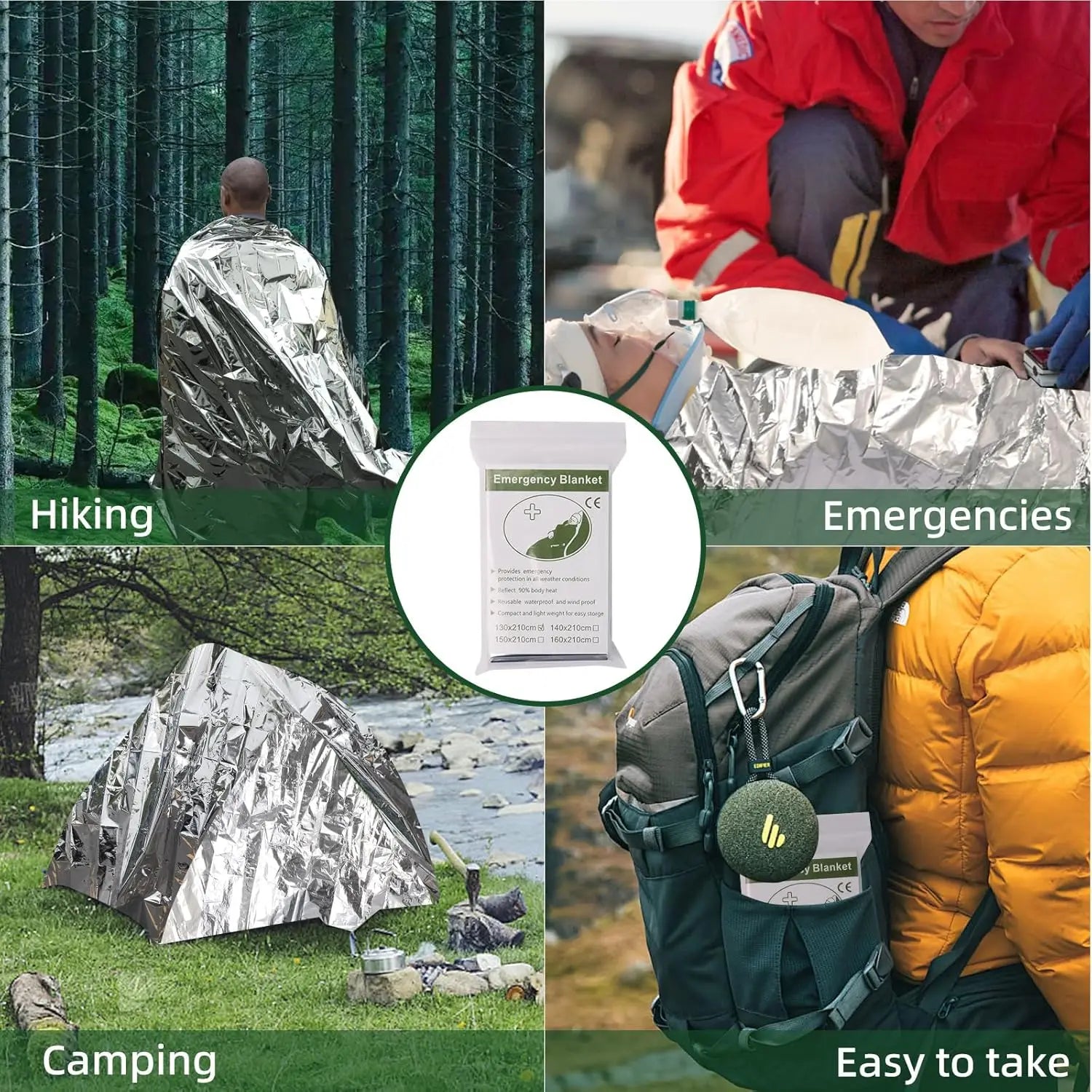 5-30Pc Outdoor Emergency Gold-Sliver Survival Blanket Waterproof First Aid Rescue Curtain Foil Thermal Military Blanket130X210Cm