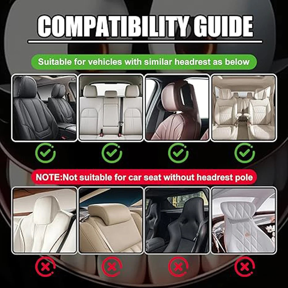 2PCS Funny Slanted Eyes Cartoon Print Car Headrest Cover for Halloween Christmas Holiday Automobile Interior Decoration