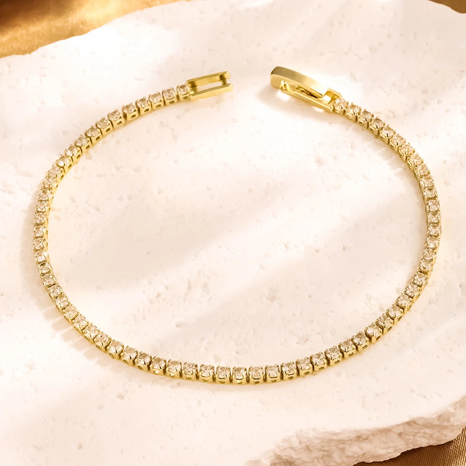 ZAKOL Brand New Blue Turquoise Micro-intact Zircon Bracelet Bangle for Women Shiny CZ Tennis Bracelet Delicate Jewelry Gift