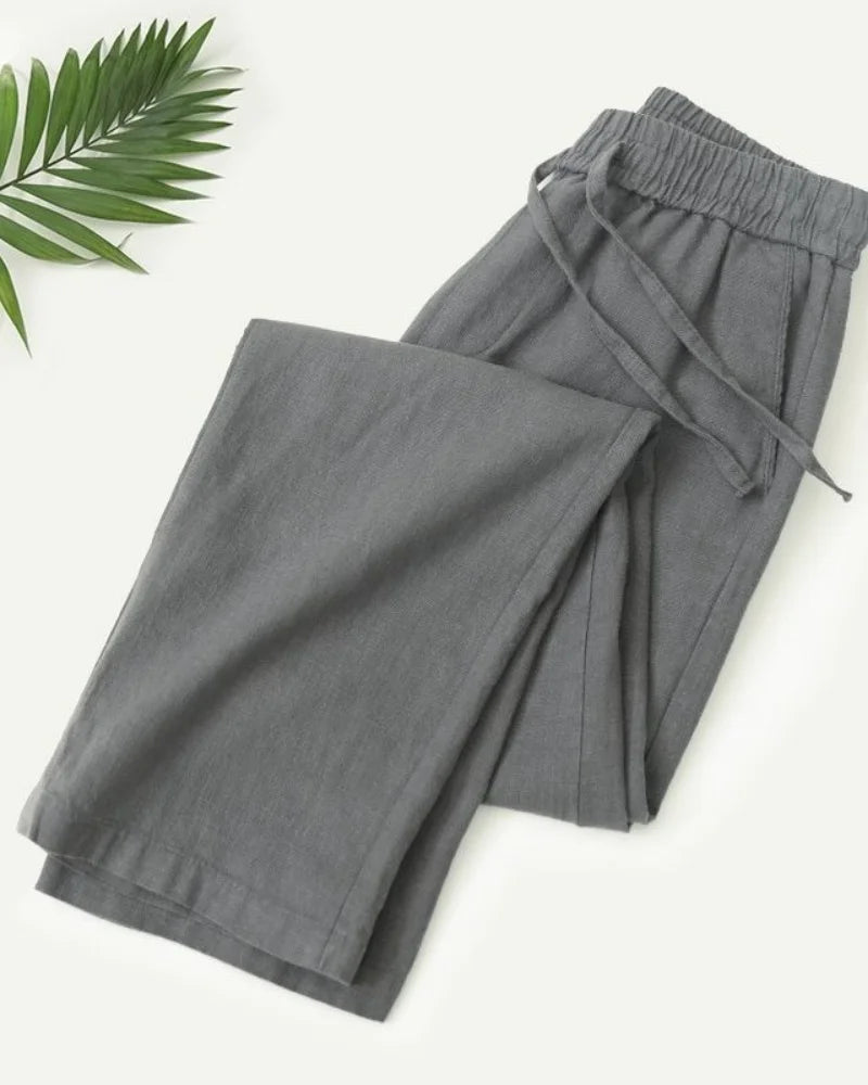 M-4XL Men's Cotton Linen Streetwear Pants Casual Loose Fit Summer Sweatpants Breathable Comfortable Long Trousers Home
