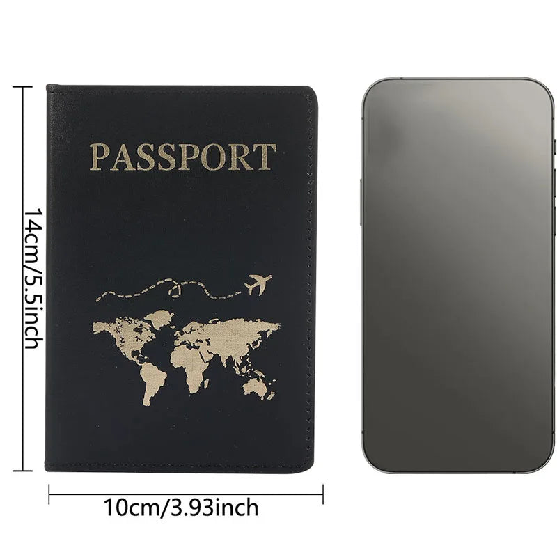 Lover The World Map Passport Cover Hot Stamping Simple Plane Women Men Travel Passport  Case Holder Fashion Wedding Gift
