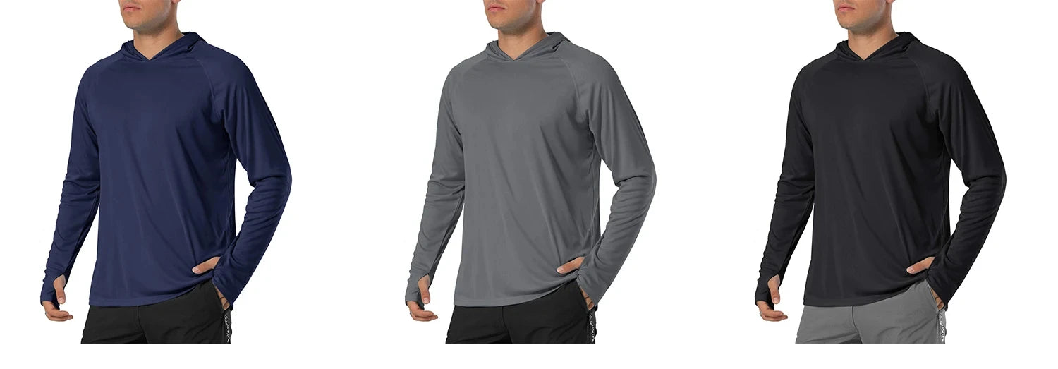 TACVASEN Sun Protection T-Shirts Mens Long Sleeve Hoodie Casual UV-Proof T-Shirts Breathable Lightweight Quick Dry T shirts Male