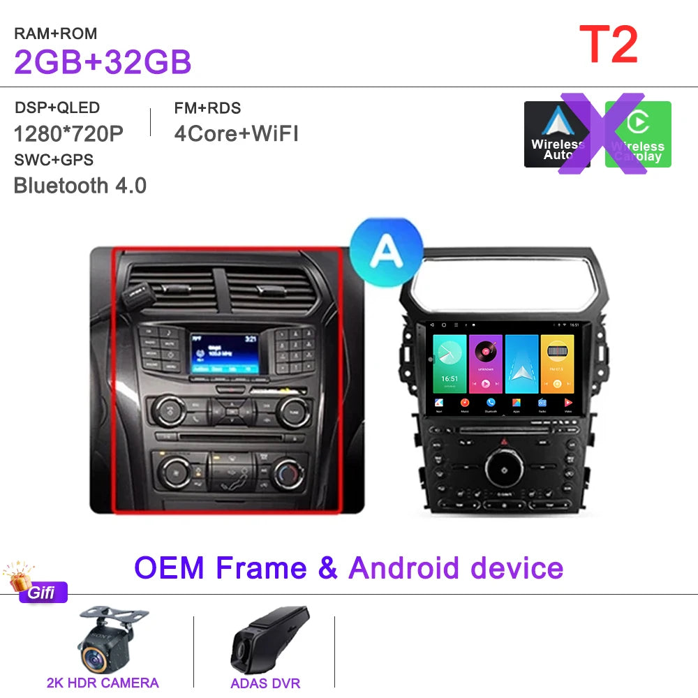 Auto Radio Android 16 For Ford Explorer 5 2011 -2019 Car Multimedia Player Navigation Stereo GPS No 2Din DVD Head Unit  Dash Cam