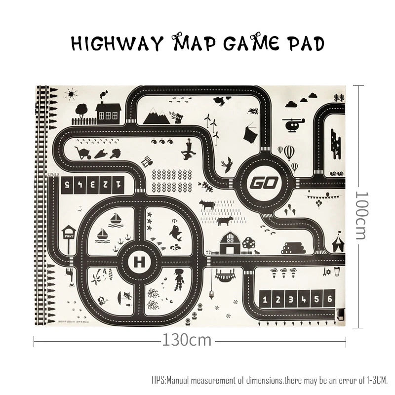 83*58cm/130*100cm Road Mat Children Traffic Car Map Educational Toy Road Plastic Carpet Playmat For Mats City Kids Toys Games
