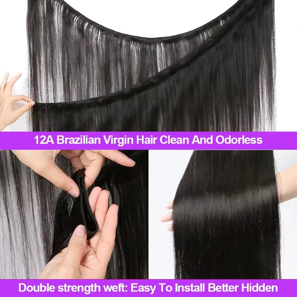 Bone Straight Bundles Human Hair 12A Unprocessed Virgin Raw Hair 1 3 4 Bundles Vietnamese 28 30 Inch Straight Human Hair Bundled Double Weft Hair Extensions