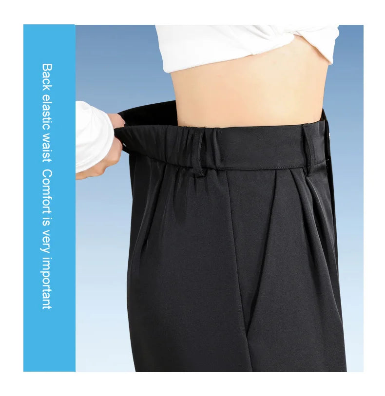 Women'S Loose Spring Summer 2025 New High Waist Wide Legs Slim Casual Trousers Korean Fashion Trend Female Suit Straight Pants