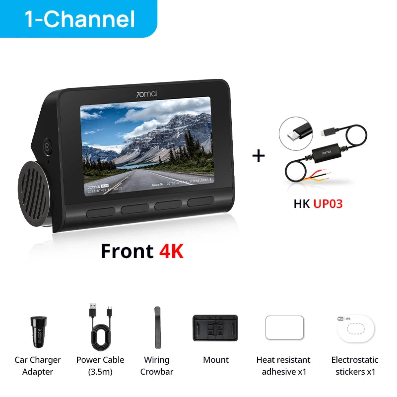 70mai 4K Dash Cam A810 Front Rear Set Suppor 4G Module LTE UP04 Remote Control GPS ADAS Car DVR 70mai A810 Car DVR