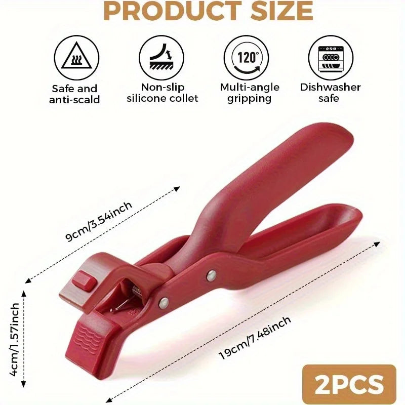 2/1Pcs Anti-Scald Clips Hot Dish Plate Gripper Kitchen Non-slip Bowls Clamp Holder for Frying Pans Air Fryer Steamers Oven