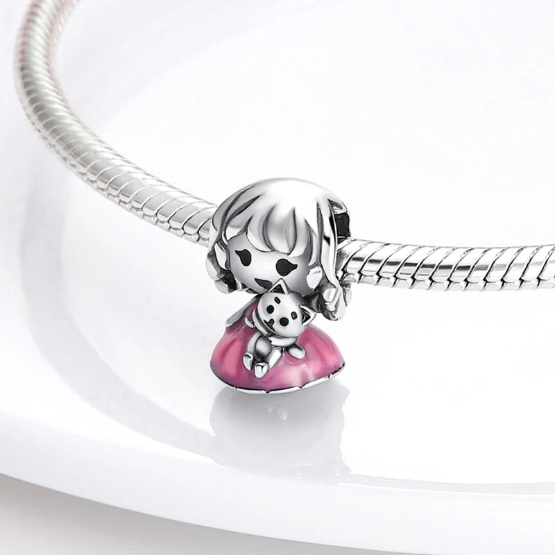 MULA Pink 925 Sterling Silver Charms Pendant Perfume Dreamcatcher Heart Love Beaded Fit Original Bracelet Women DIY Jewelry Gift