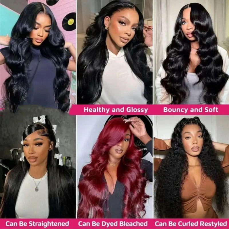 42 Inch Body Wave Human Hair Bundles Natural Black Brazilian Virgin Hair Weave 12A Unprocessed Real Human Hair Extensions Full T