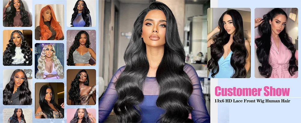 200% Density 13x6 Body Wave Lace Front Wigs Human Hair Pre Plucked For Black Women HD Transparent Glueless Lace Frontal Wigs