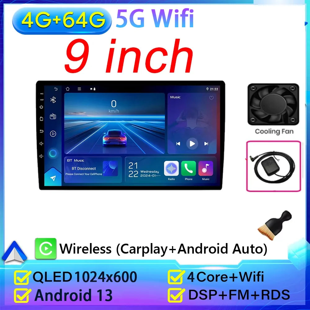 2 Din Universal Android 13 Car Radio 7/9/10 Inch Wireless CarPlay Android Auto GPS Bluetooth Multimedia Head Unit for Toyota