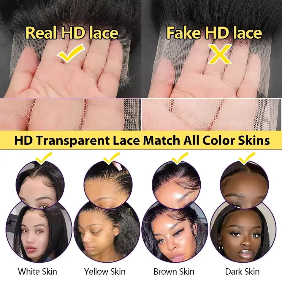 HD 40 Inches 250% 5x5 Glueless Ready To Wear Closure Burmese Remy Human Hair 13x6 Lace Front Human Hair Wigs Transparent Body Wave 13x4 Lace Frontal Wig