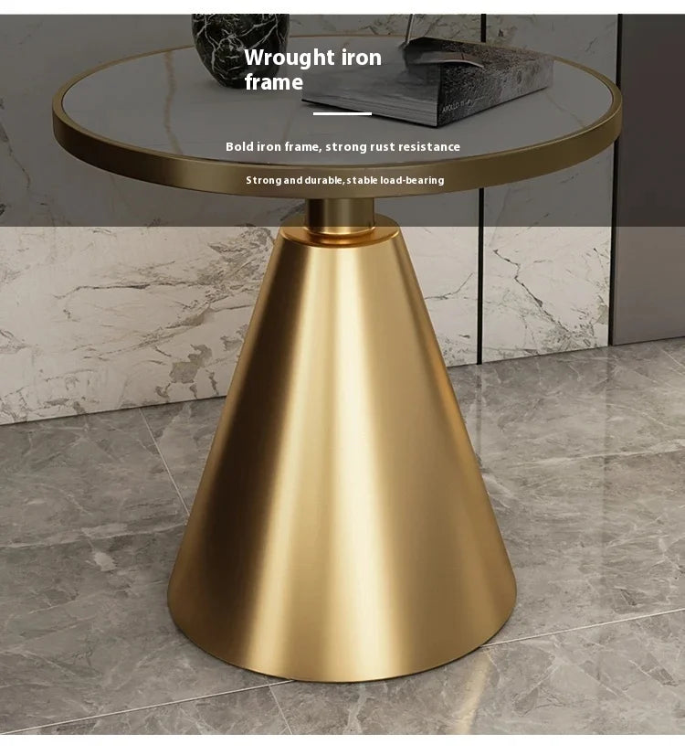 Luxury Round Side Table with Marble Top and Metal Base Modern End Table for Small Space Living Room Bedroom Hotel Use
