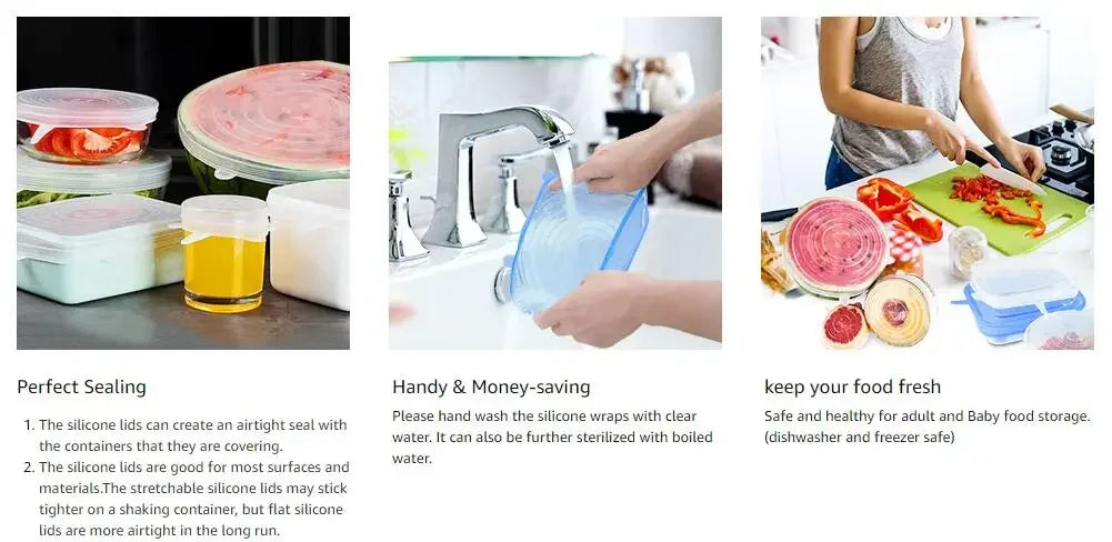 For Kitchen Accessories Plastic Adaptive Kitchen Storage Organization Container Adjustable Elastic Silicone Caps Refrigerator