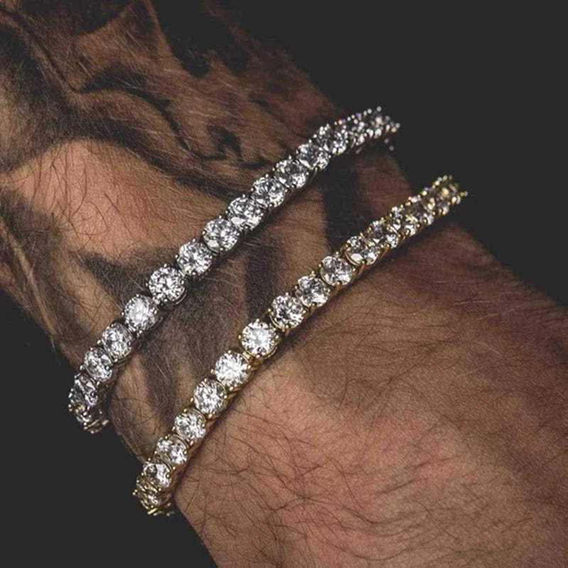 Hip Hop Iced Out 3/4/5mm Crystal Tennis Bracelet for Men Homme Punk Zirconia Women's Chain on Hand Streetwear Trendy Jewelry