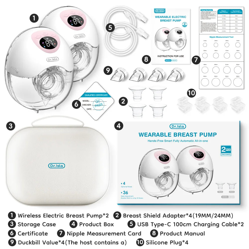 MAMIJOY 2Pcs Wearable Breast Pump Super Silent Hands Free Electric Breast Pump Comfort Milk Collector for Breastfeeding BPA free