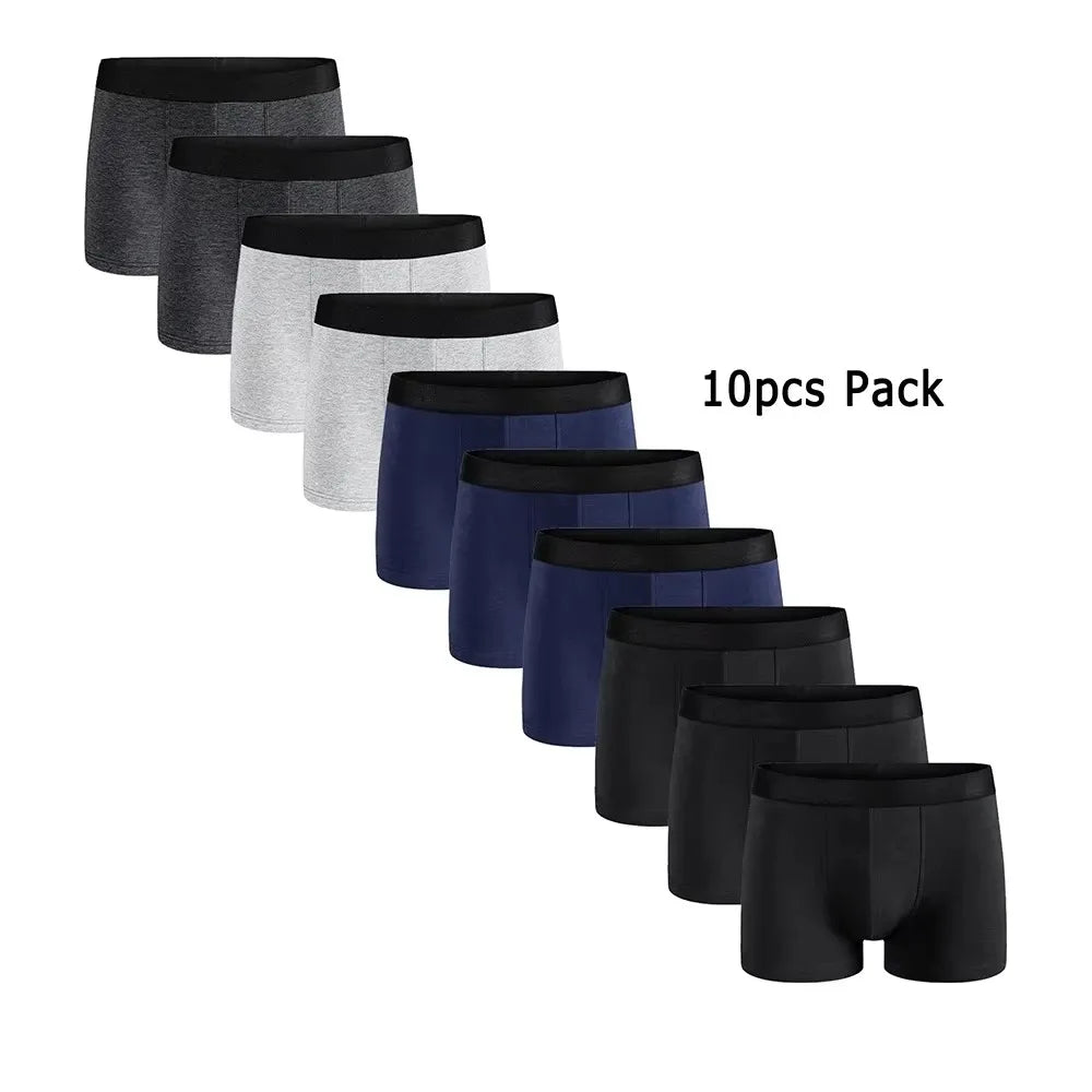 10Pcs Men's Boxer And Briefs Fashion Underwear High Stretch Boxer And Briefs Shorts Breathable Soft Men's Shorts Comfortable