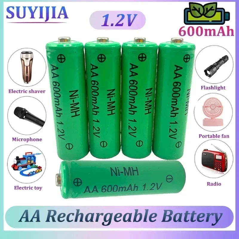 1.2V AA 600mAh Ni-MH Rechargeable Battery High Capacity Cell for Solar Garden Lights, Clock, Electric Shaver, Mouse