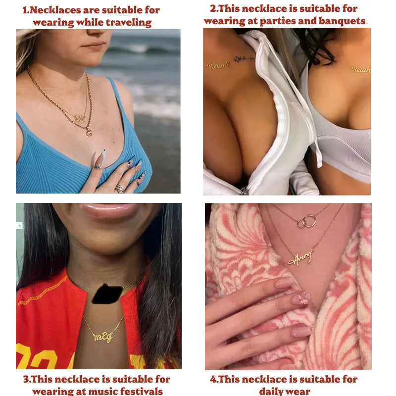 Custom Name Heart Necklace For Women Personalized Minimalism Jewelry Gold Color Choker Necklace Pendant Nameplate Gifts