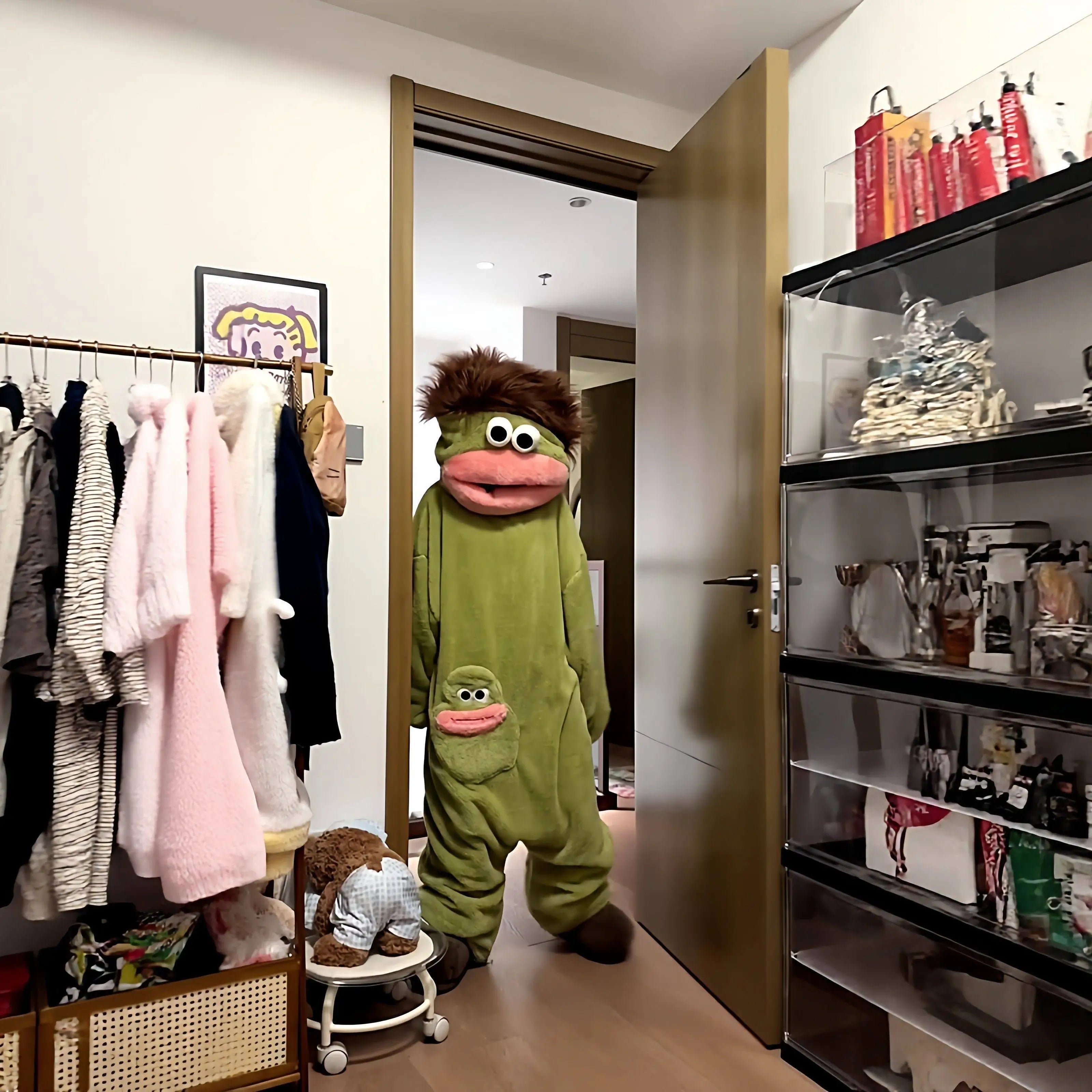 Hot Big Mouth Monster Cute Funny Onesie Pajamas Thickened Coral Fleece Homewear For Couples Men Women Autumn Cartoon Pajamas