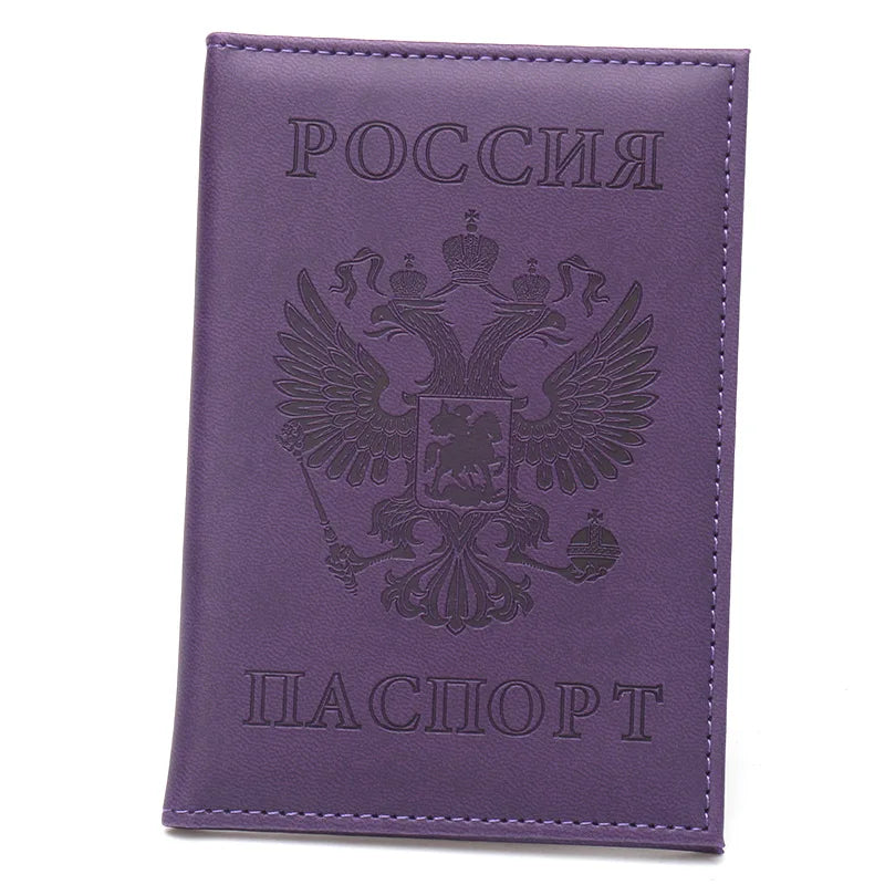 Russian Passport Holder Leather Cover Wallet Travel ID Card Holder