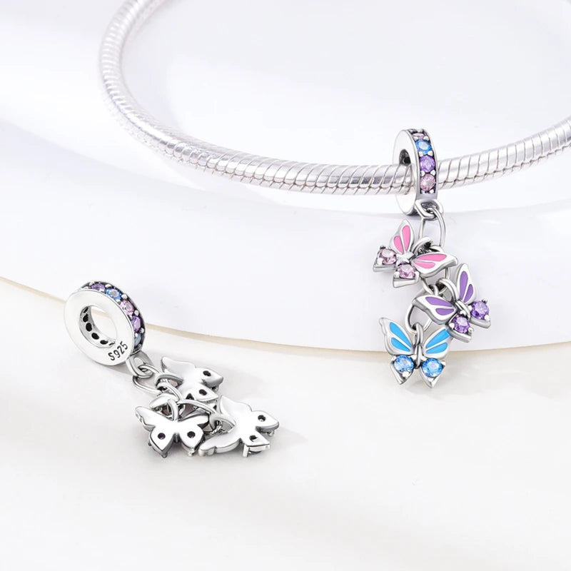 MULA Pink 925 Sterling Silver Charms Pendant Perfume Dreamcatcher Heart Love Beaded Fit Original Bracelet Women DIY Jewelry Gift